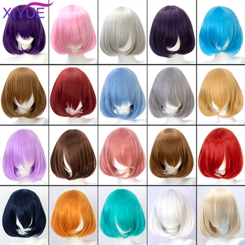 

Synthetic Wig Lolita Short Bob Wig With Bangs Cosplay Wig Black Purple Black Red Pink Blue Dark Brown 35 Cm Synthetic Hair Wigs