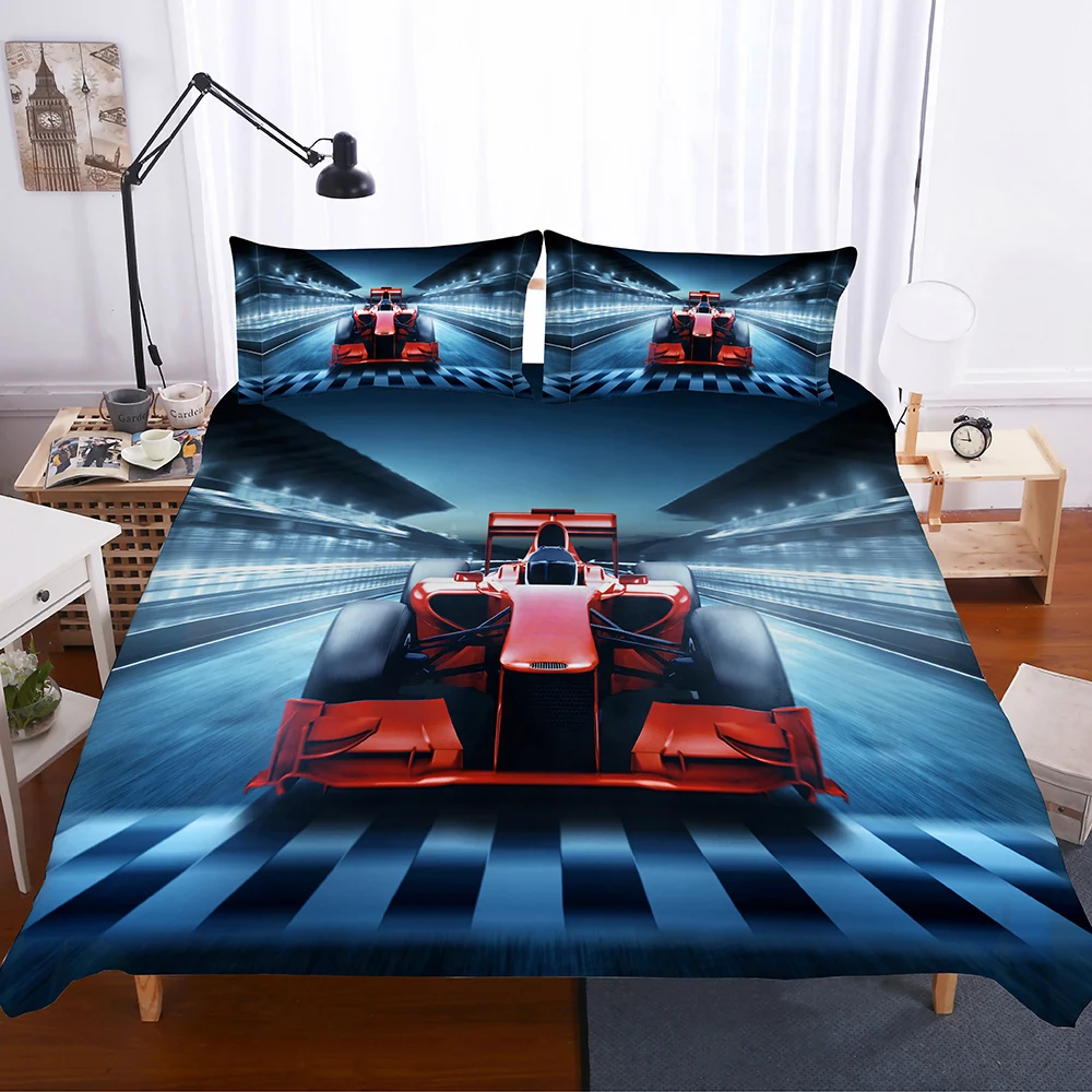 BEST.WENSD Hot Double-single-bedding-set Egyptian cotton 2pcs 3 pcs comforter bedding sets 3d Cartoon Duvet cover set Sports car