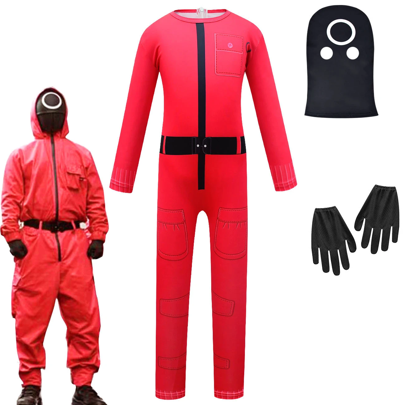 Amazon Blasts Squid Game Manager Red Clothes Children Halloween Costume  Siamese Big Kids Carnival Performance Bodysuit Dress Up - Cosplay Costumes  - AliExpress
