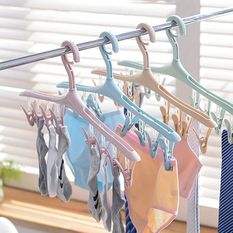 High Quality Hanging Dryer 8 Clips Laundry Clothes Pegs Hanger Underwear Socks Hanger Plastic Organizer Drying Pegs