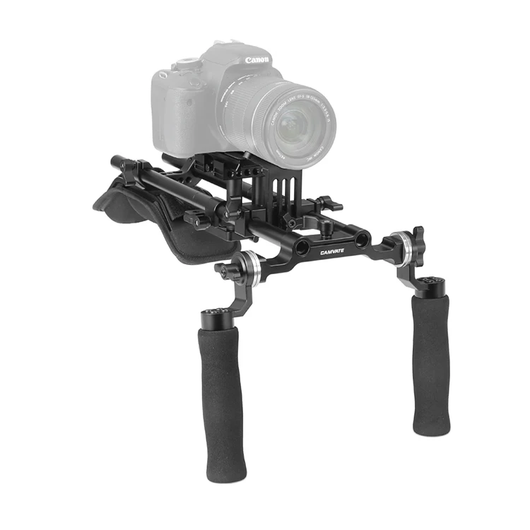 Наплечная Опора CAMVATE с опорной панелью Manfrotto и двойной ручкой с розеткой(покрытая губкой) для DSLR камеры C2410