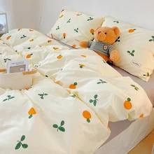 3/4 stücke Nette Orange Bettwäsche Set Twin Voll Queen-Size-Quilt Abdeckungen Kawaii Tier Ausgestattet Bettlaken Kissenbezug schlafzimmer Bettbezug