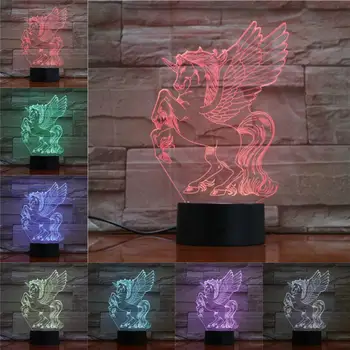 

[Seven Neon]Myth Animal Unicorn Acrylic 7Colors Desk Lamp 3D Lamp Novelty Child Gift Led Night Light Millennium Falcon Light