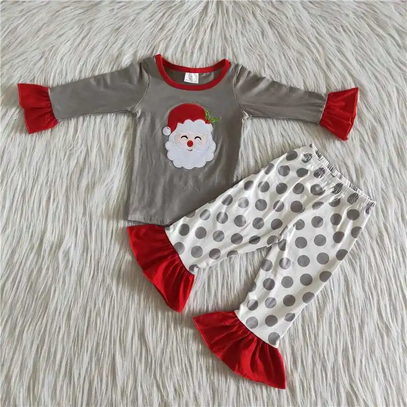 Wholesale Fall Winter Sweatsuits Christmas Children Baby Girl Clothing Pink Santa Pants Sleepwear Set Kid Outfit Toddler Pajamas cute pajama sets	