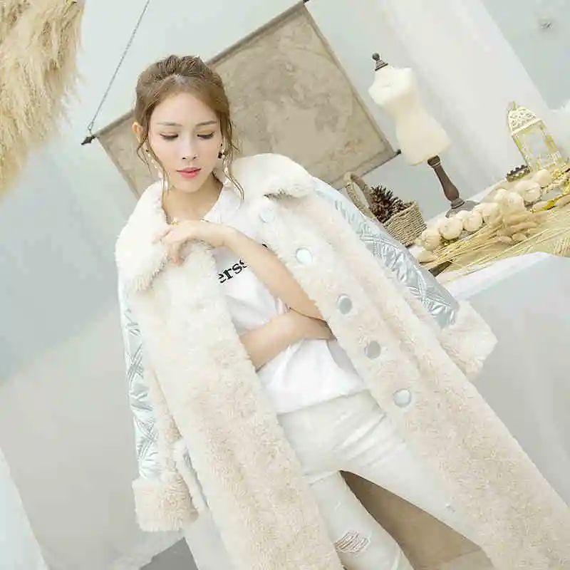 

Winter 2020 Real Sheep Wool Fur Coats Ladies Sheep Shearing Long Warm Jackets women down coat stitching velvet fur long coat