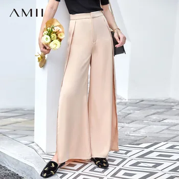

Amii Minimalism Causal Loose Slit Wide Leg Pants Women Summer High Waist Chiffon Pant 11970047