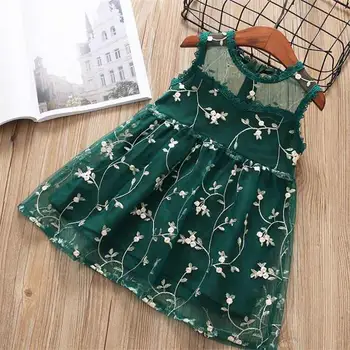 

2019 Kids Clothes Wedding Party Flower Girls Dresses For 2-6 Years Baby Wear Grass Green Pink Beige Voile Backless Summer Dress