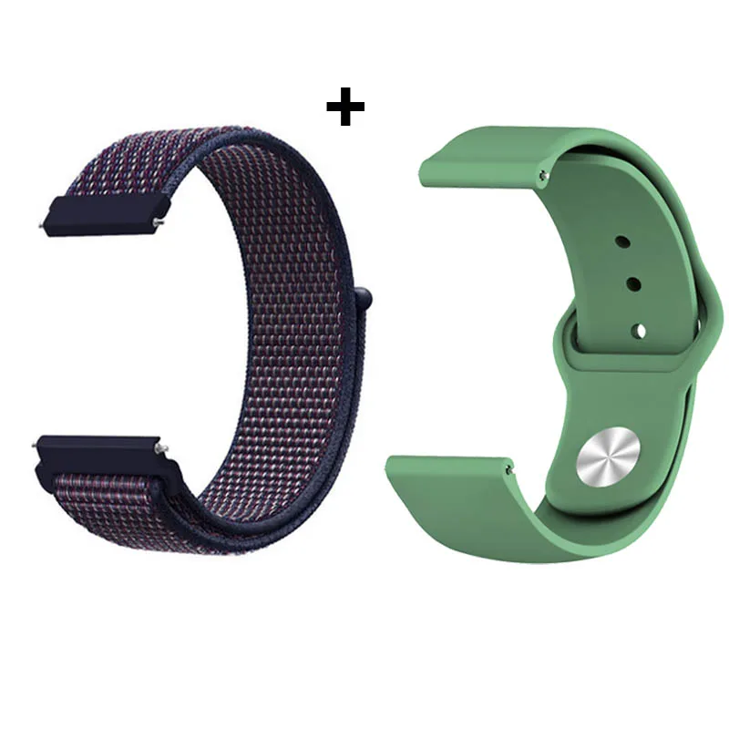 ColorBlue-ArmyGreen 20 мм Браслет Для Xiaomi Huami Amazfit Bip нейлоновый ремешок для часов Amazfit GTS силиконовый браслет Amazfit GTR 42 мм ремешок для часов - Цвет: ColorBlue-ArmyGreen