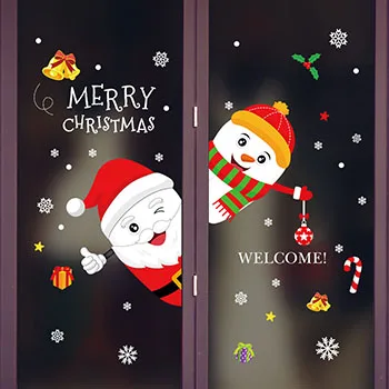 Счастливого Рождества Съемные Наклейки на стены «сделай сам» магазин наклейки на окна Noel Natal рождественские украшения для дома Новогоднее украшение - Цвет: 1