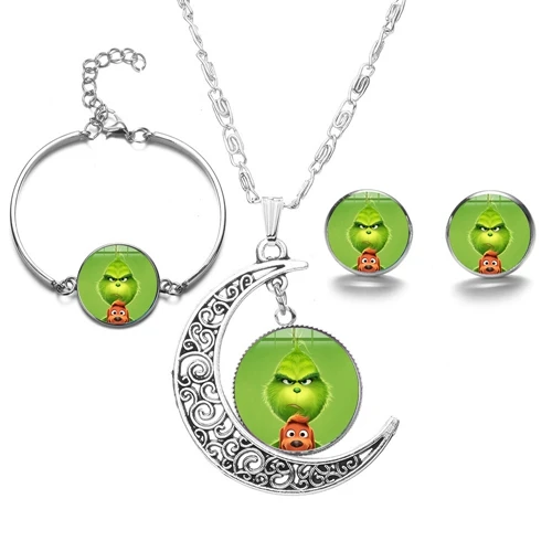 Style 1 SONGDA как Grinch палантин Новогодний комплект украшений Grinch плакат со сценами из фильмов мультфильм стеклянный купол ручной работы ювелирные изделия Рождественский подарок - Окраска металла: Style 1