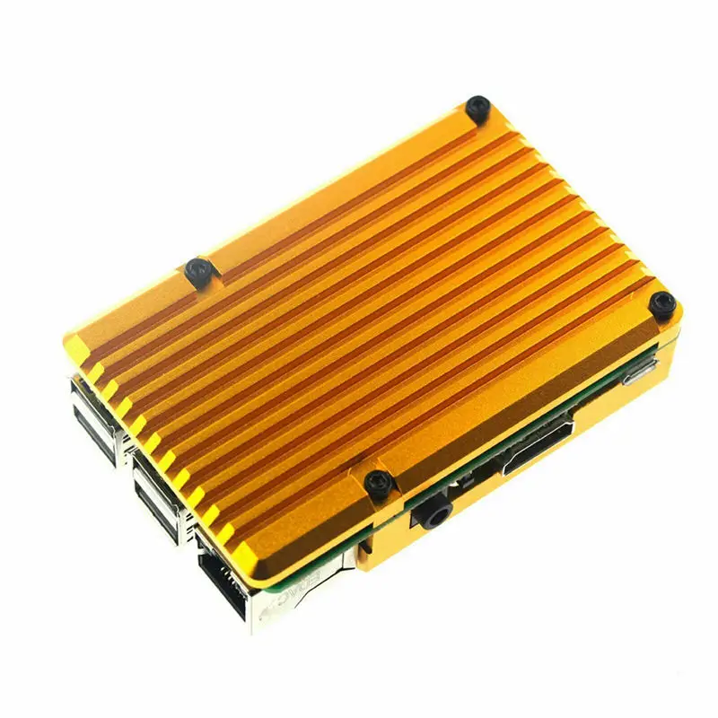 Для Raspberry Pi 3 Model B+ алюминиевый корпус с двойным охлаждающим вентилятором металлический корпус Золотой корпус для Raspberry Pi 3 Model B