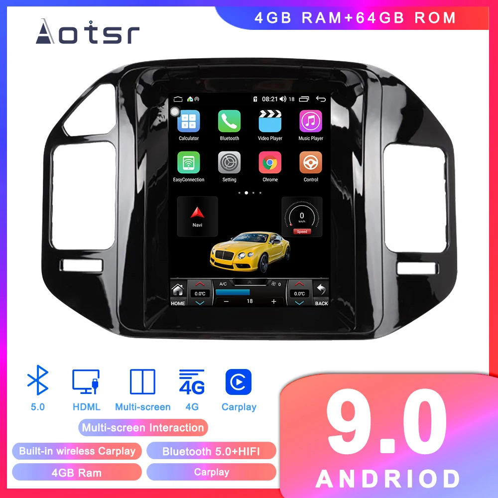 Автомобильный мультимедийный плеер Tesla Android 9 GPS навигация для Mitsubishi Pajero V73 V77 V68 V75
