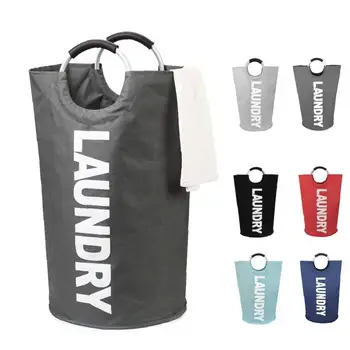 

1 Pack Collapsible Laundry Basket Durable Oxford Fabric Folding Washing Bin Large Waterproof Laundry Bag with Handles Grey