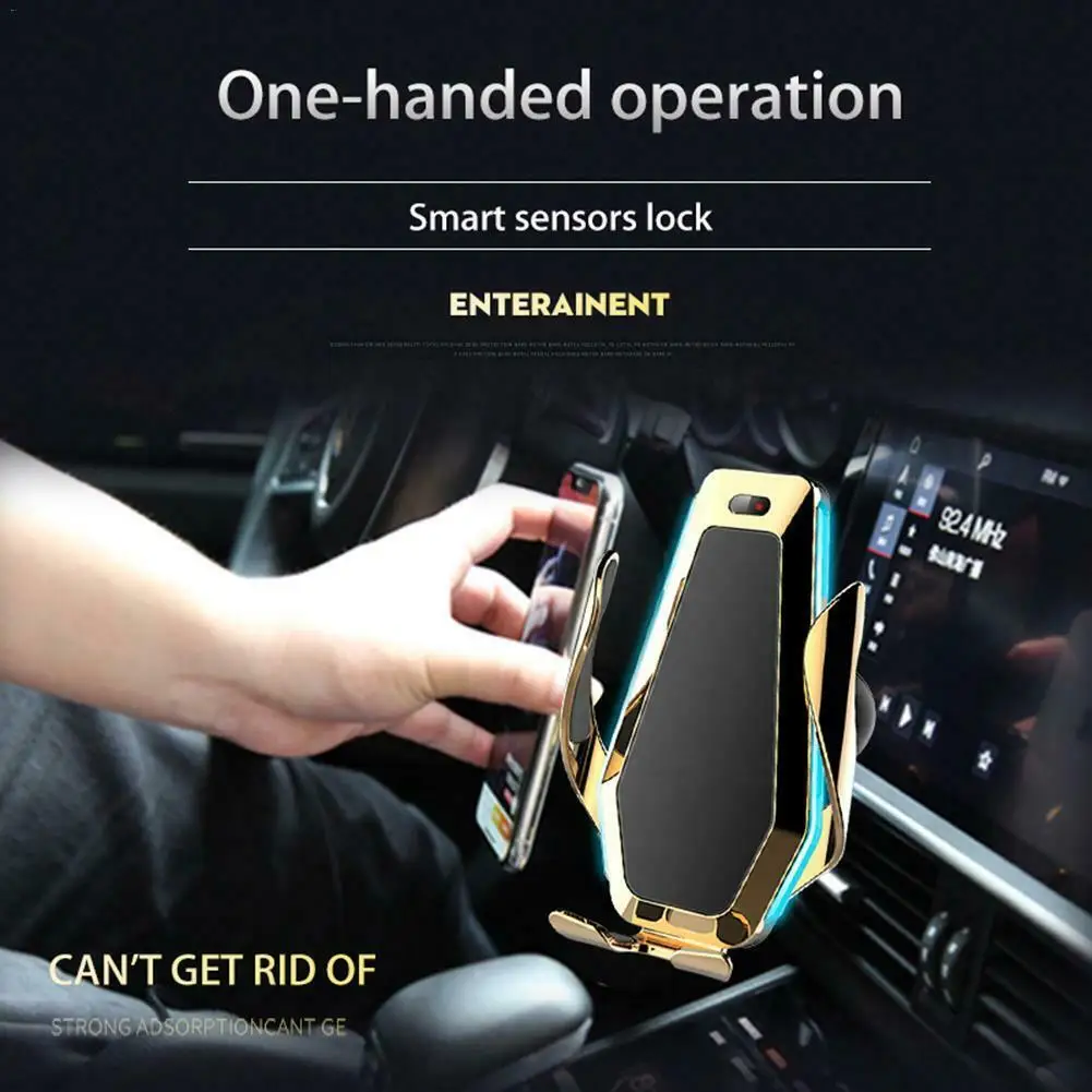P10 10 Вт Qi Беспроводное Автомобильное зарядное устройство для iPhone XS X 8 Led беспроводная Быстрая зарядка автомобильный держатель телефона для samsung S8 S9 S10 huawei