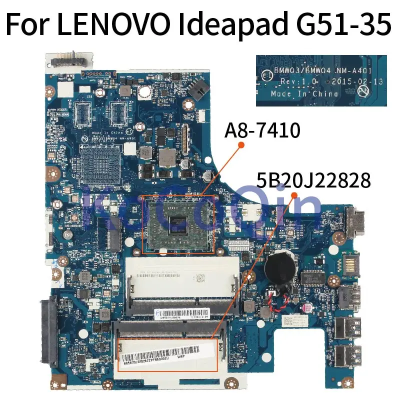 Материнская плата KoCoQin для ноутбука LENOVO Ideapad G51 35 A8 7410 5B20J22828ZZ DDR3|Материнские платы