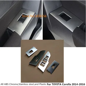 

For Toyota Corolla Altis 2014 2015 2016 ABS Chrome Door Window Glass Panel Armrest Lift Switch Button Trim Frame 4pcs