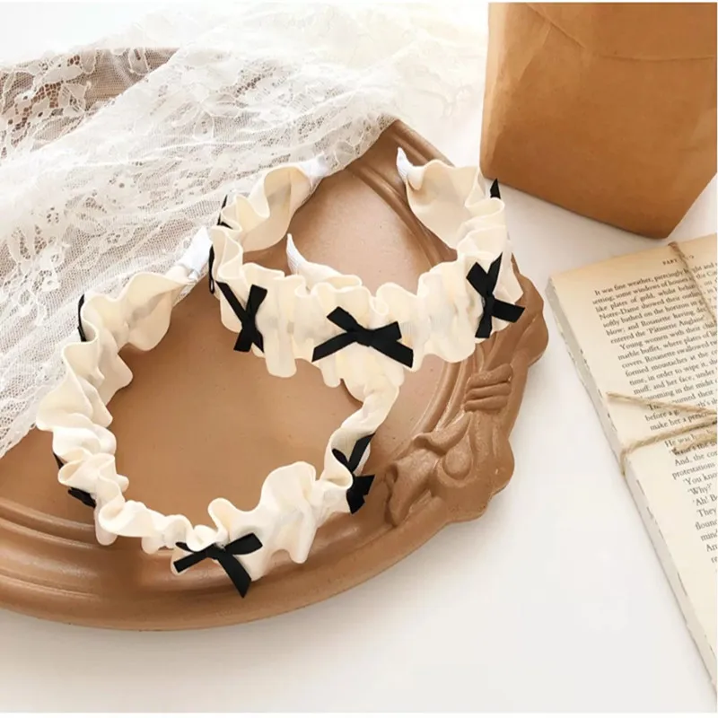 Sweet Bow Headband Lolita Daily Hair Accessories Kawaii Lolita Headband Cute Loli Maid Anime Cosplay anime hair accessories costume headband