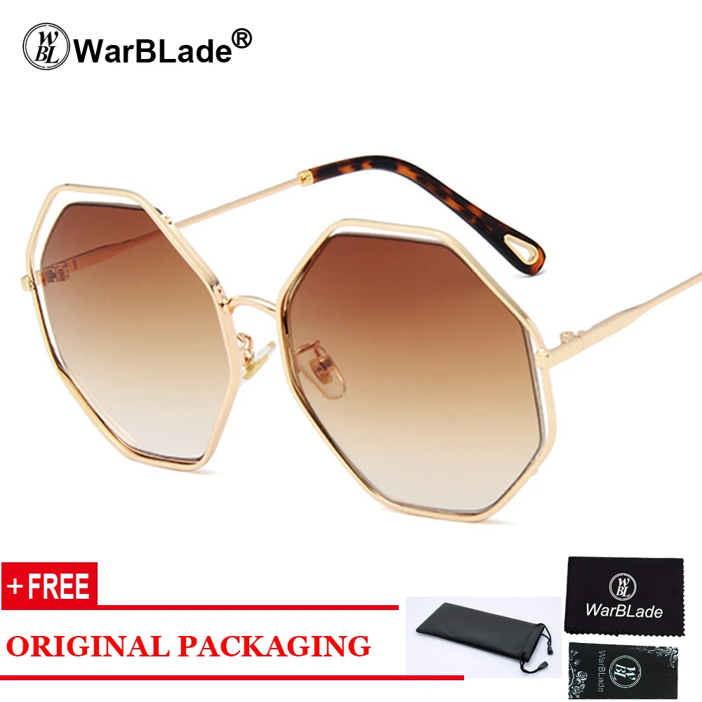 gold tea WarBLade Новые Двойные цвета рамки квадратные женские солнцезащитные очки модные жемчужные эффект женские градиентные линзы Оттенки UV400 - Цвет линз: gold tea