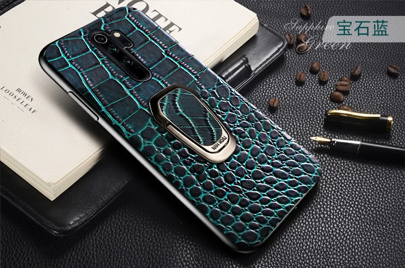 Для Xiaomi Redmi Note 8 чехол Роскошный из натуральной кожи Броня автомобильный кольцевой магнитный держатель задняя крышка для Xiaomi Redmi Note 8 Pro Чехол - Цвет: Сиренево-синего цвета