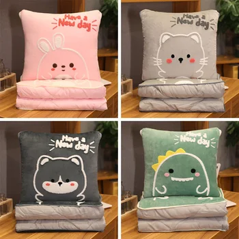 

Plush Cartoon Towel Embroidered Pillow Quilt Multifunctional Cushion Air Conditioning Blanket Car Office Student Quilt