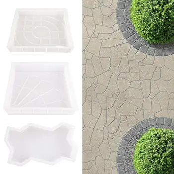 

Reusable Home Garden Pavement Mold Design Paver Walk DIY Manually Propylene Paving Cement Concrete Path Maker Mould Tools