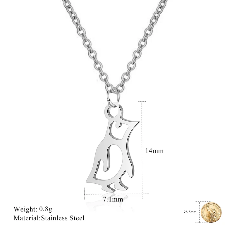 penguin Модное ожерелье из нержавеющей стали s животное цветок бабочка ожерелье в виде слона Женщины Лучший Друг Симпатичные кошки и собаки чокер домашнее животное - Окраска металла: penguin