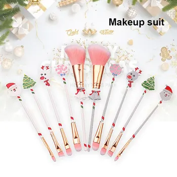 

Christmas Makeup Brushes Xmas Cosmetic Brushes Set Comb for Foundation Powder Blush Concealers Eye Shadows Kit ZGOOD