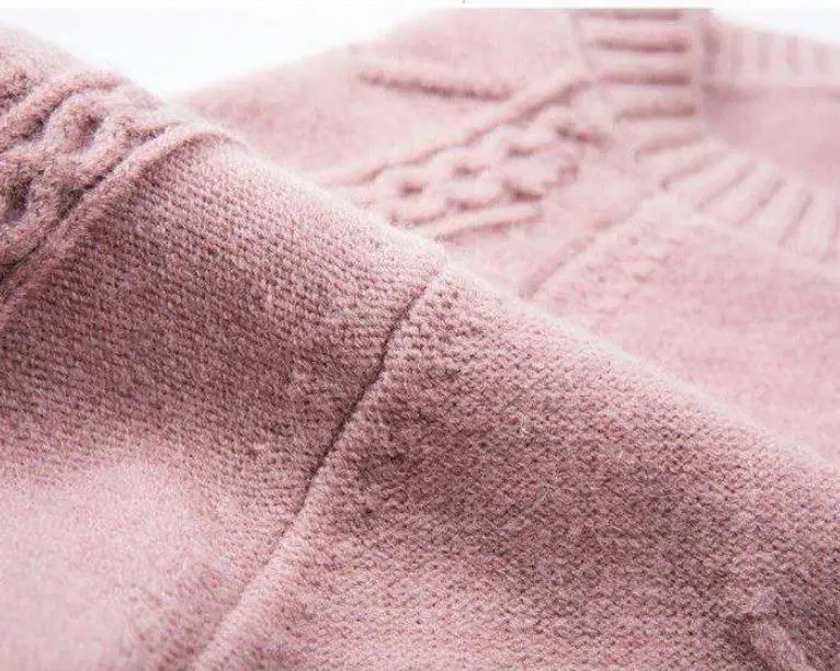 Soft Cozy Cashmere Cotton Blend Embossing Pullover Sweater Autumn Winter Women Clothes Basic Jumper Pull Femme Pink Sweater