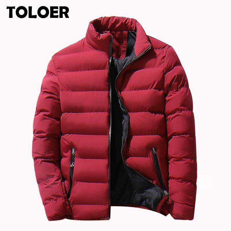

Brand Men Parka Cotton Padded Winter Jacket Coat Mens Warm Jackets Male Solid Color Stand Collar Zipper Thick Coats Down Parkas