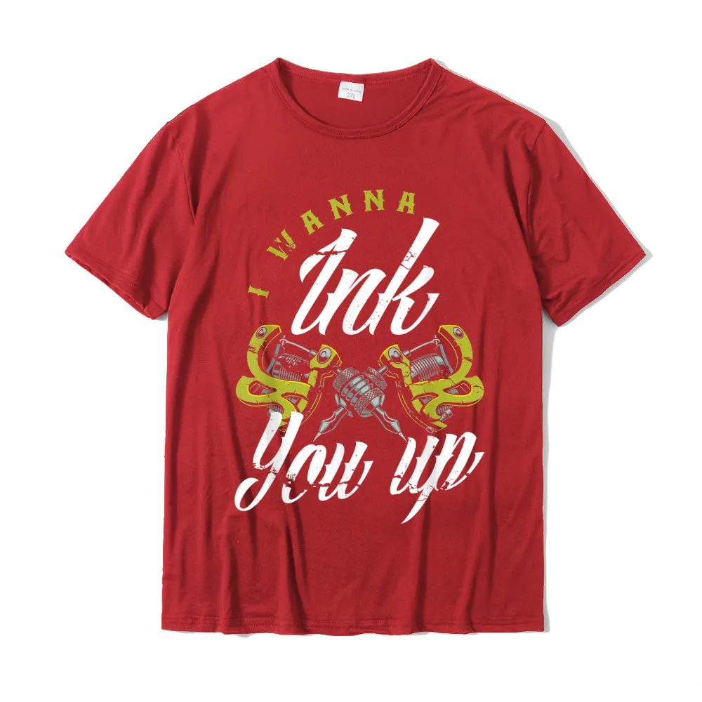 Classic Leisure Short Sleeve Tops Tees Fall Round Neck Cotton Fabric Men T-shirts Leisure T Shirt Wholesale Free Shipping I Wanna Ink You Up Tattoos Funny Tattoo Artist Tattooist T-Shirt__20974 red