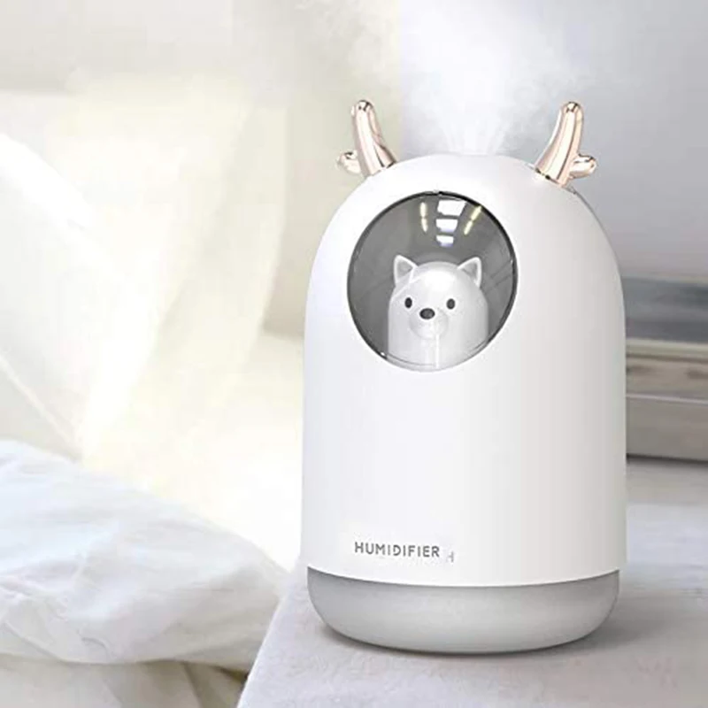 

USB Cool Mist Humidifier, 300ml Mini Portable Humidifier with 7 Color LED Night Light, Adjustable Mist Mode and Auto Shut-Off