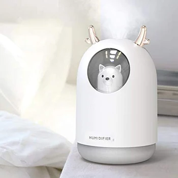 

USB Cool Mist Humidifier, 300ml Mini Portable Humidifier with 7 Color LED Night Light, Adjustable Mist Mode and Auto Shut-Off