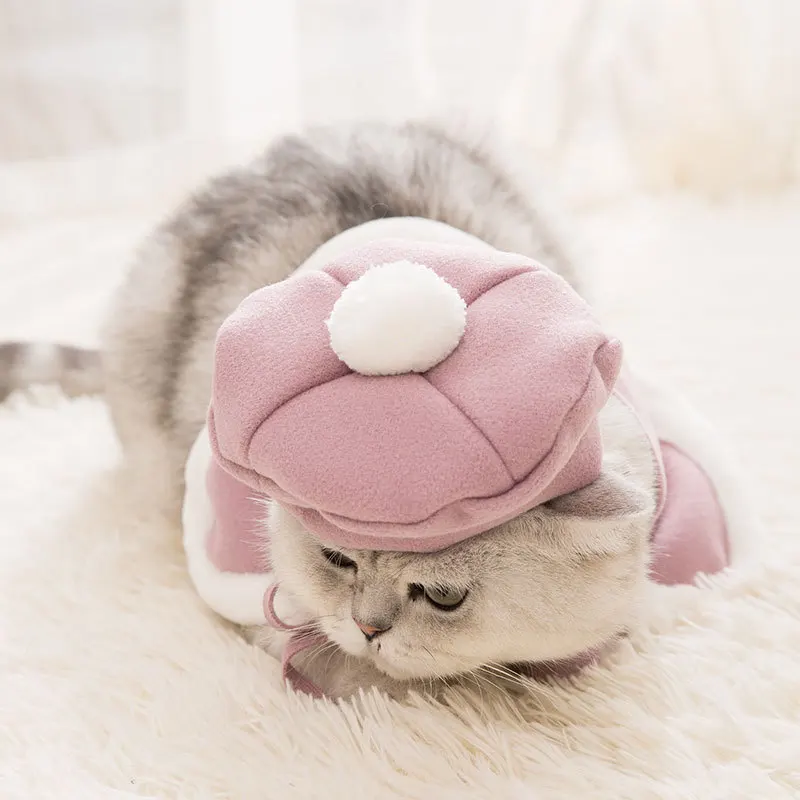 2 шт./компл. красивая кошка Костюмы Pet Одежда рисунком героя мультфильма "Гарфилд" плащ береты плотное домашних животных костюмы кошек Кепки