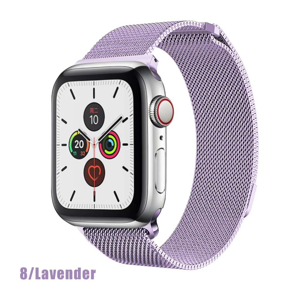 Миланская петля для apple watch серии 1 2 3 4 5 ремешок для iwatch ремешок из нержавеющей стали магнитная пряжка 38 мм 40 мм 42 мм 44 мм браслет - Цвет ремешка: lavender