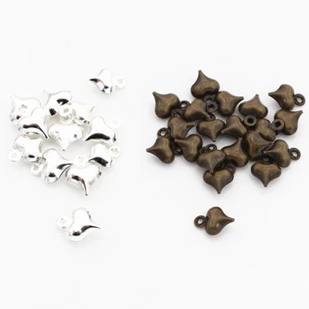 

10x8mm 50pcs Antique Bronze and Bright Silver Plated Heart Handmade Charms Pendant:DIY for bracelet necklace
