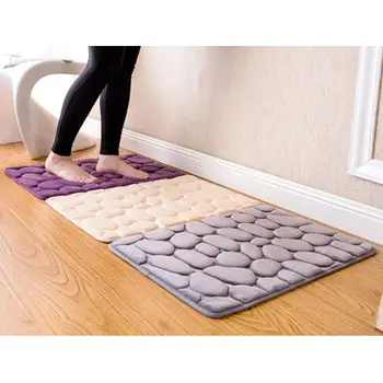 

40x60cm 3D Stone Carpet Shower Floor Pebble Flannel Bathroom Bath Rug Mat