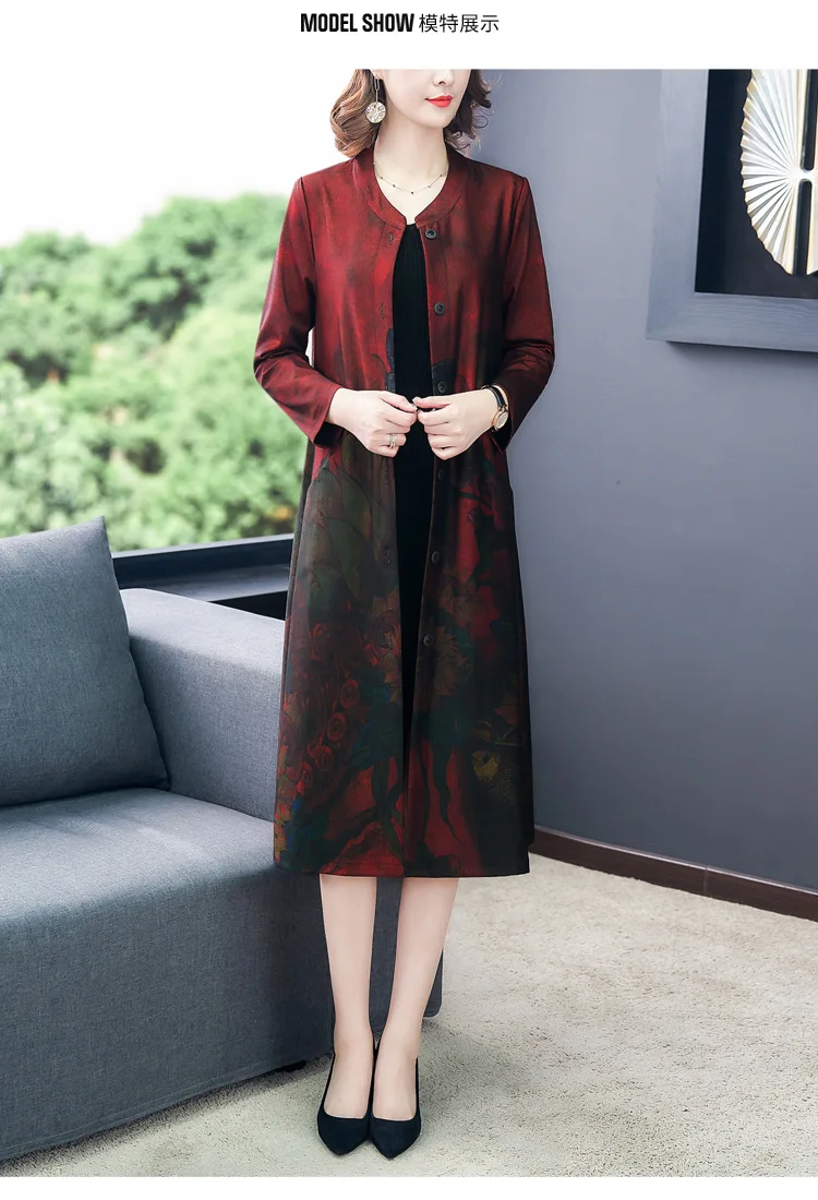 Осеннее пальто для женщин среднего возраста, стиль kuotajing, западный стиль, верхняя одежда для мамы 50 лет, весенний и осенний Тренч, пальто средней длины