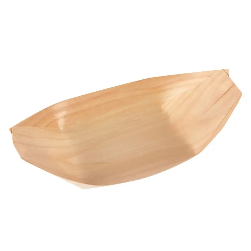 Одноразовые Деревянные пищевые лодки Compostable сервировочные подносы тарелки для закусок прикусывания и вечерние закуски s D08D