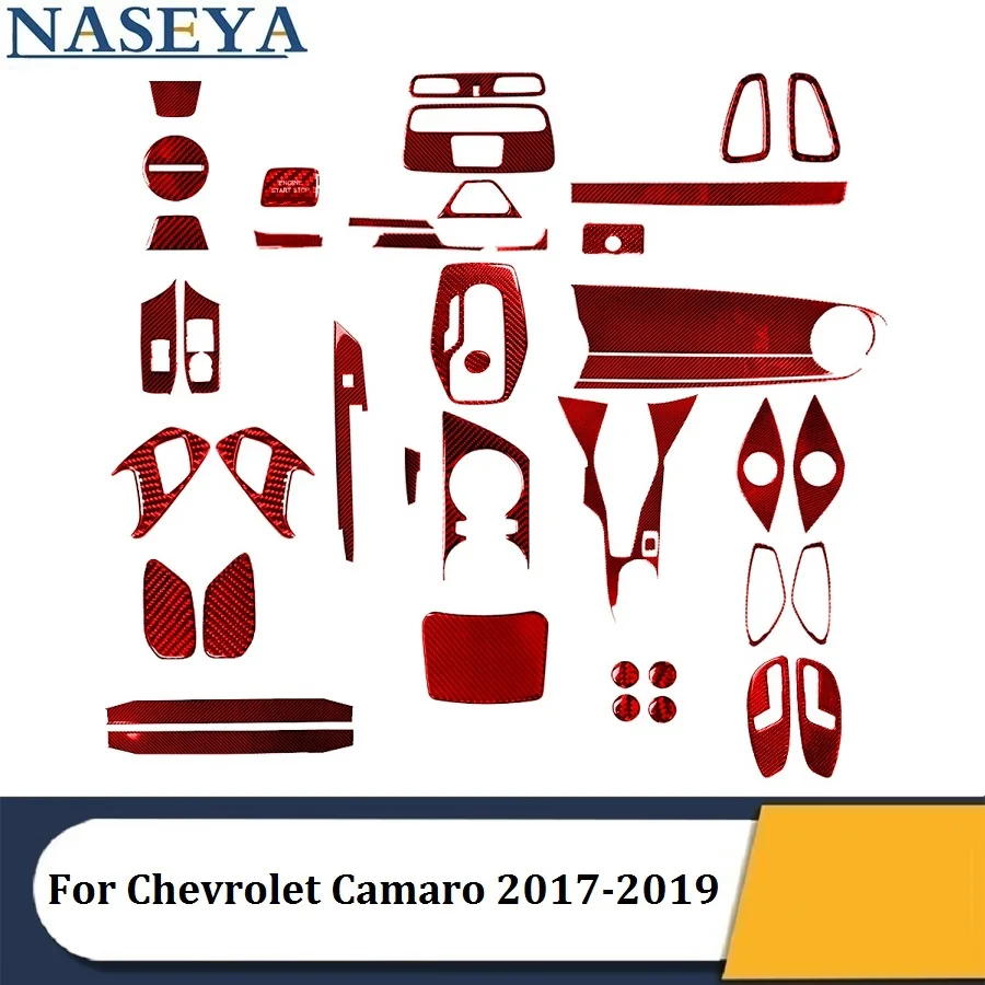 

For Chevrolet Camaro 2017 2018 2019 Various Parts Carbon Fiber Red Stickers Car Interior Decorative Accessories