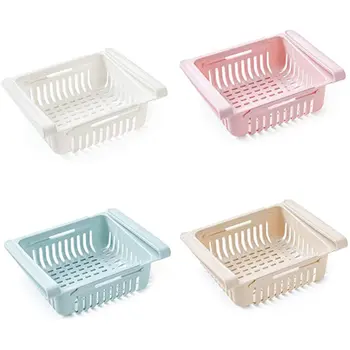 

Kitchen Organizer Adjustable Kitchen Refrigerator Storage Rack Fridge Freezer Shelf Holder Pull-out Drawer Organiser Space Saver