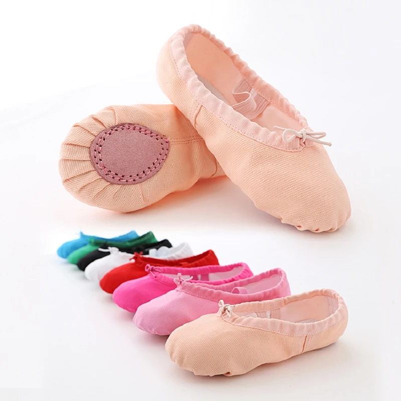 Girls Dance Shoes with Soft Canvas and Leather Sole, Good Quality