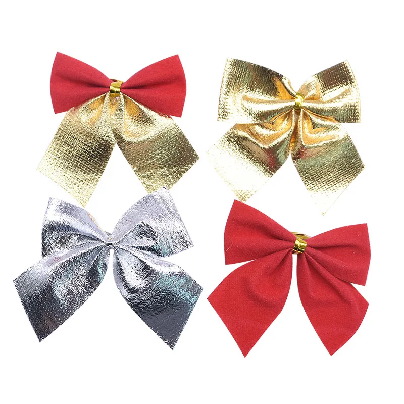 12pcs 5.5cm Pretty Christmas Bows Red Gold Christmas Tree Ornament Baubles for Xmas New Year Party Decoration Christmas Bowknots