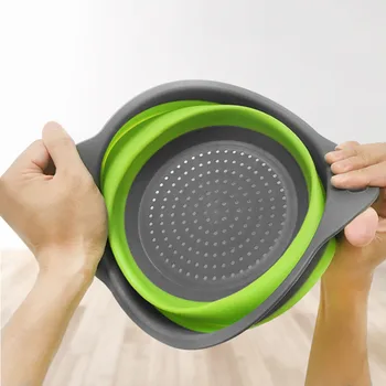 

Foldable Silicone Colander Fruit Vegetable Washing Basket Strainer Strainer Collapsible Drainer With Handle Kitchen Tools