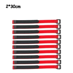 10 Pack Nylon Hook & Loop Reusable Fastening Straps (Red)