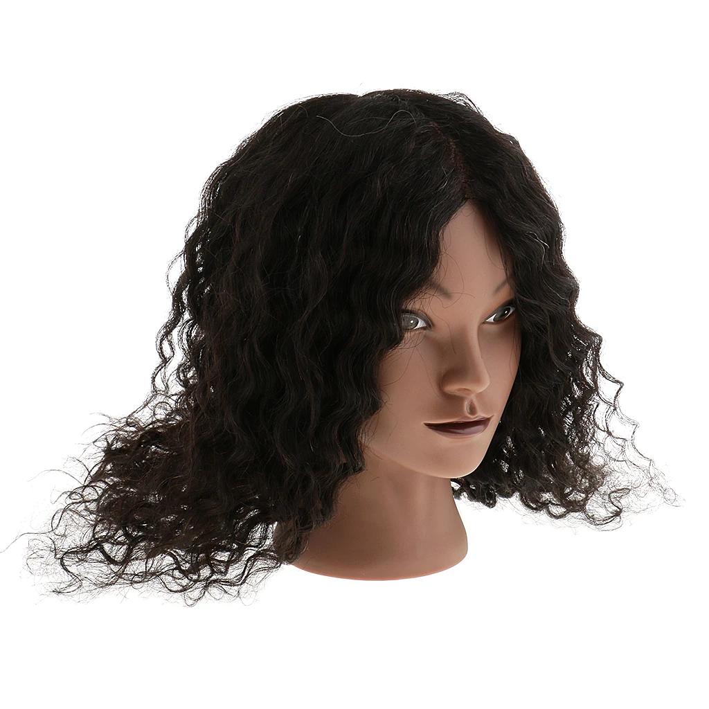 Hairdressing Cosmetology Silicone Practice Training Mannequin Manikin Head With 100% Human Hair Curly Black Hairdressing Cosmetology Silicone Practice Training Mannequin Manikin Head With 100% Human Hair Curly Black
