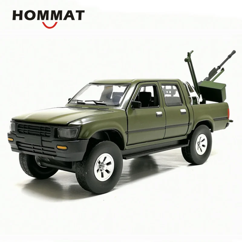 Hommate 1/32 Масштаб Toyota Hilux пикап Грузовик w/анти-ствол танка сплава 1:32 литой под давлением автомобиль игрушечные модели машин игрушечные транспортные средства для детей - Цвет: Green