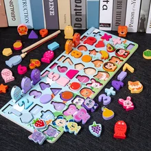 Jeu de pêche magnétique en bois Montessori 5 en 1, jeu de calcul des nombres couleur Macaron, multifonction, jouets éducatifs mathématiques
