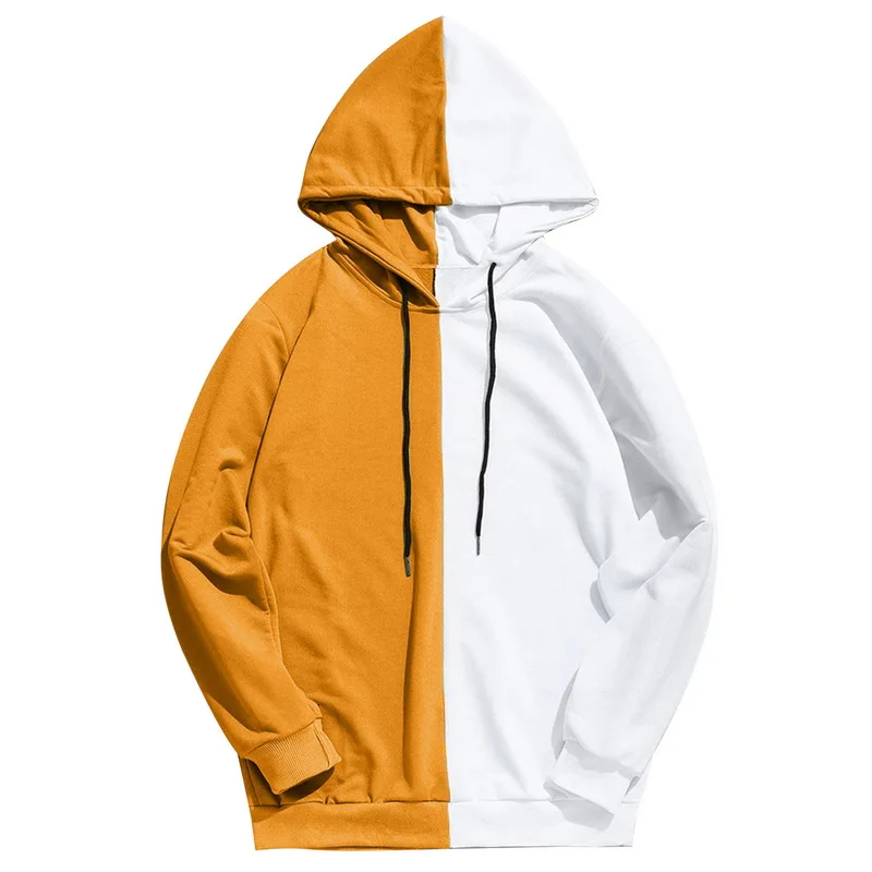 Long Sleeve Men's Hoodies Hood Half Black Half White Cool Plain Hoodies Patchwork Cotton Sweatshirt Male Hoody Fashion Long Sleeve Men's Hoodies Hood Half Black Half White Cool Plain Hoodies Patchwork Cotton Sweatshirt Male Hoody Fashion