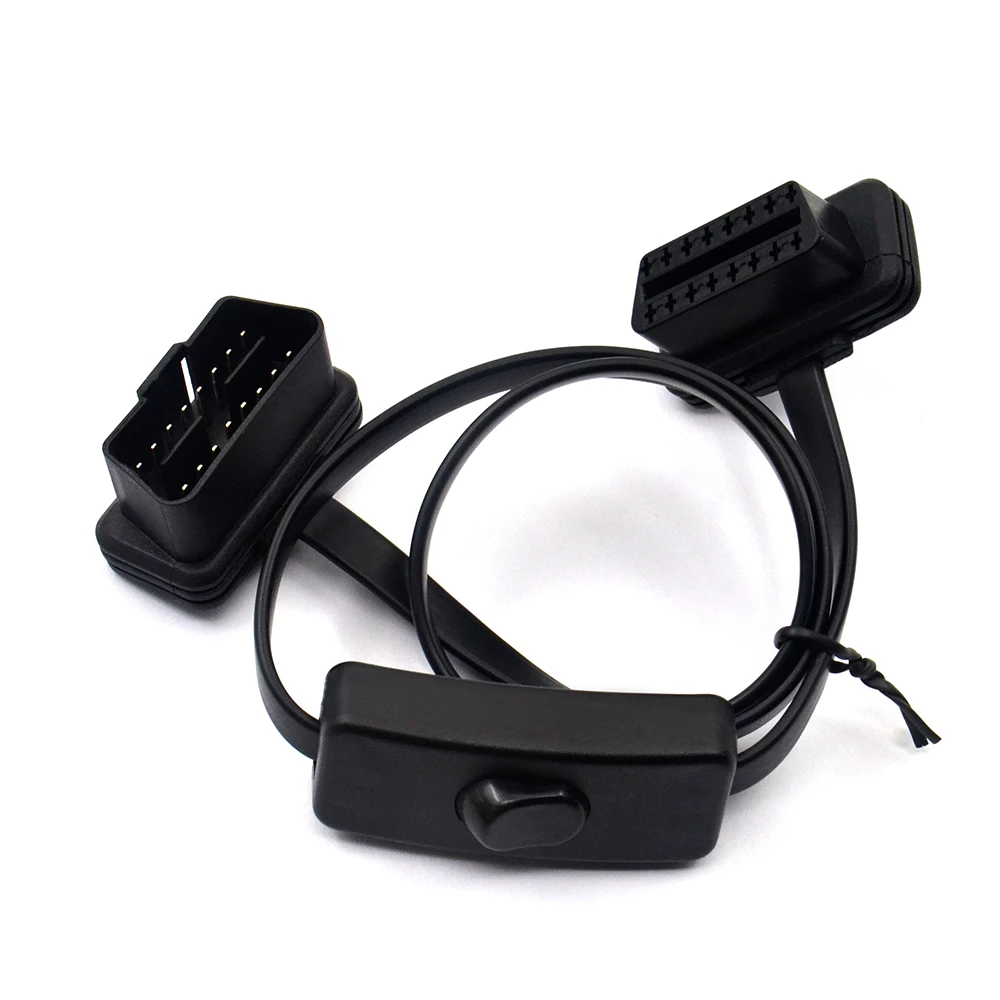 auto inspection equipment Dual Female Y Splitter Elbow 16Pin OBD 2 Extender ODB OBD2 Cable 16 Pin Male To Female Flat Noodle OBD2 Extension Cable car inspection equipment for sale