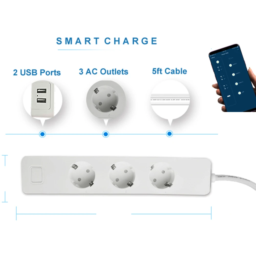 Wifi Smart power Strip Защита от перенапряжения 3 способа ЕС розетки с USB беспроводной Outelt удаленный домашний комплект работа с Alexa Google Home